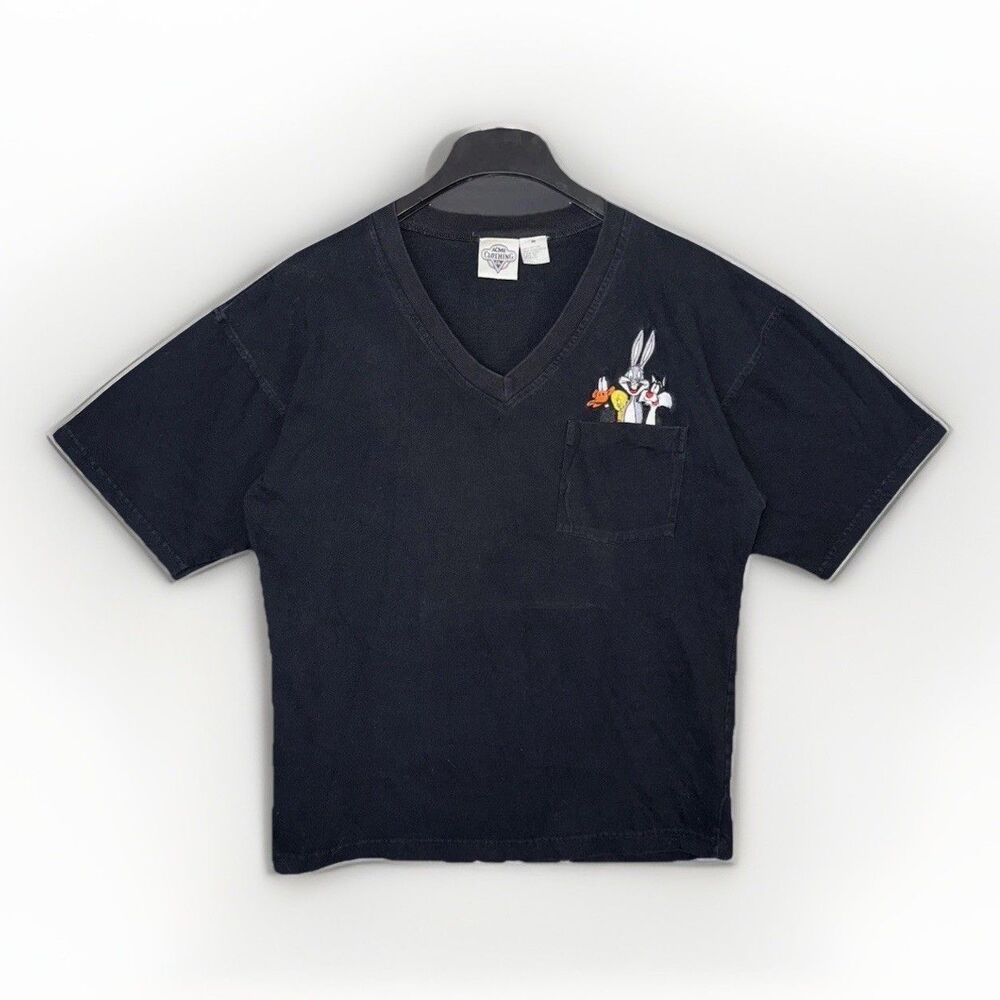ACME Clothing Unisex M V-Neck T-Shirt Looney Tunes Vintage 1991 Embroidered Gorp